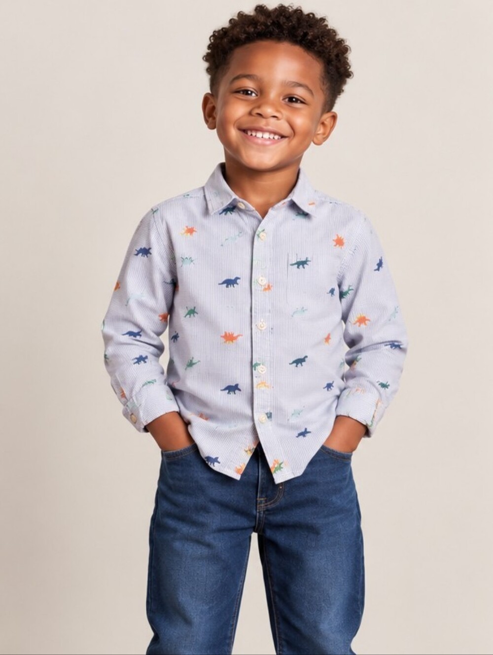 Carter’s Boys Dinosaur Print Button-Down Shirt - Size 6